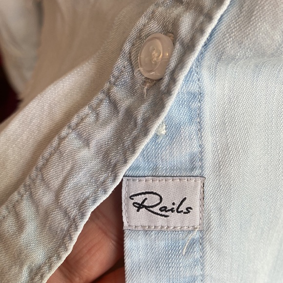 Rails Ingrid Raw Hem Vintage Light Button Up Shirt XS - Picture 7 of 9